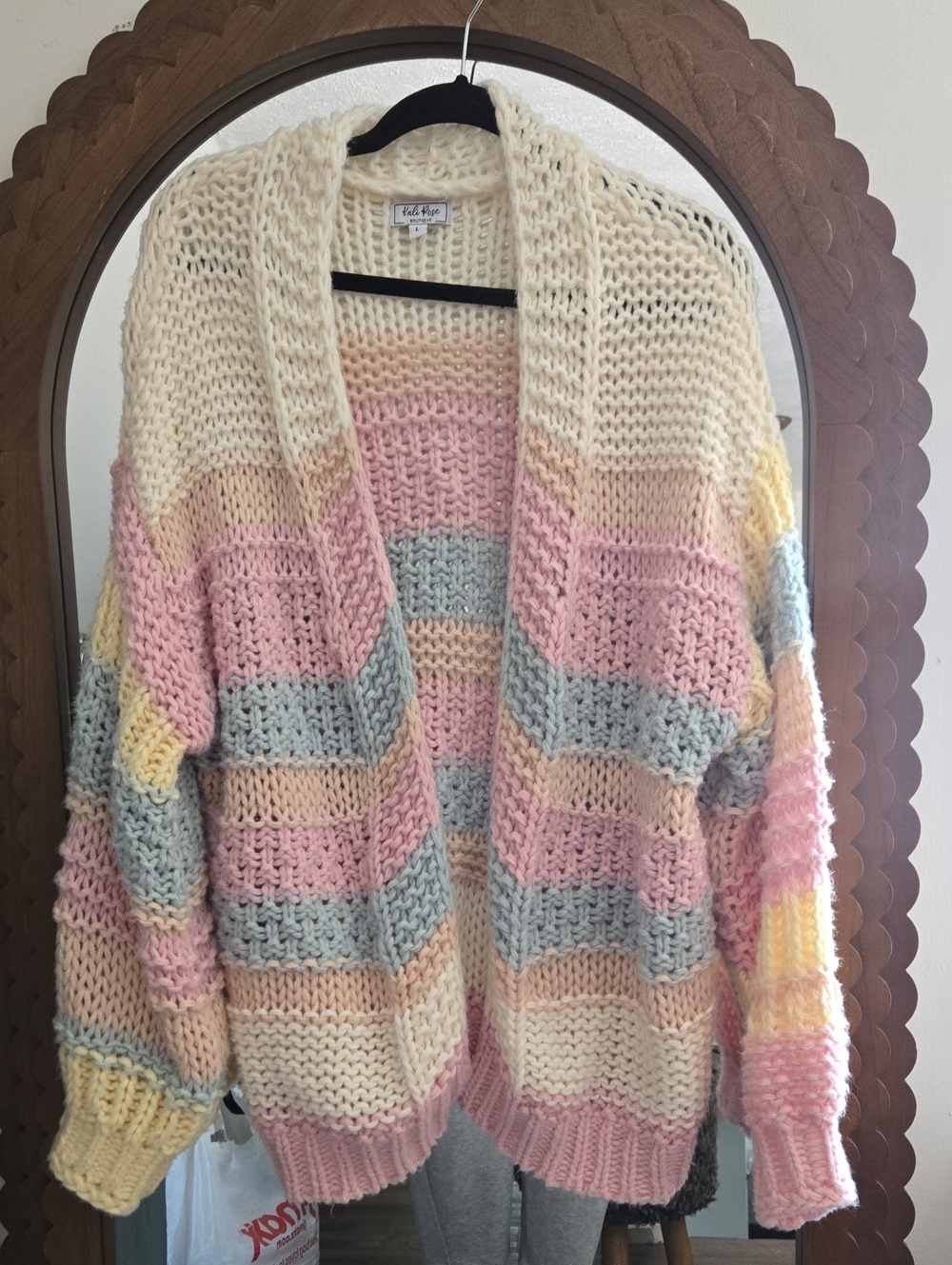 Pastel Striped Chunky Cardigan